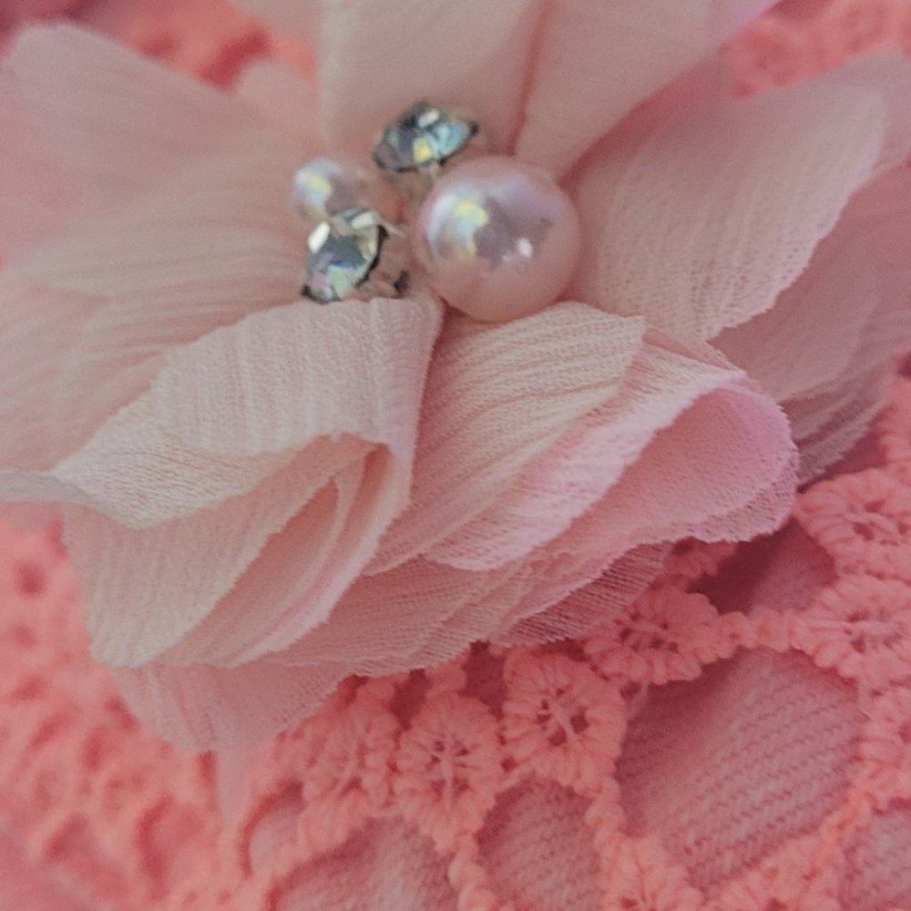 Peach denim floral fun refashioned jacket by FancyMadame1002 - Picture 5 of 6